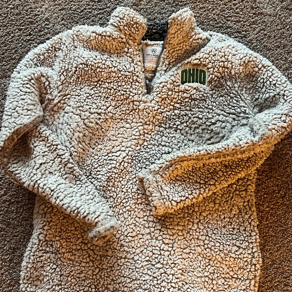Ohio University Top of the World Cream Sherpa Quarter-Zip Pullover